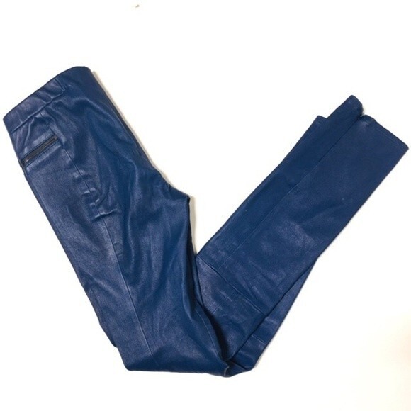 J Brand Blue Minette Lambskin Leather Skinny Pants - Picture 7 of 8